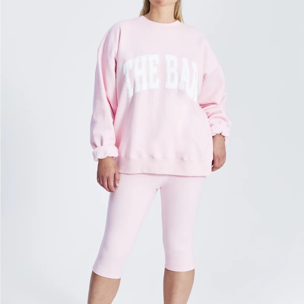 The Bar Blush Pink Varsity Crewneck Sweatshirt - Picture 3 of 9